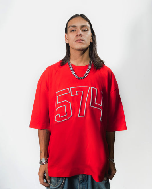 CLASSIC RED EMBROIDERED TEE