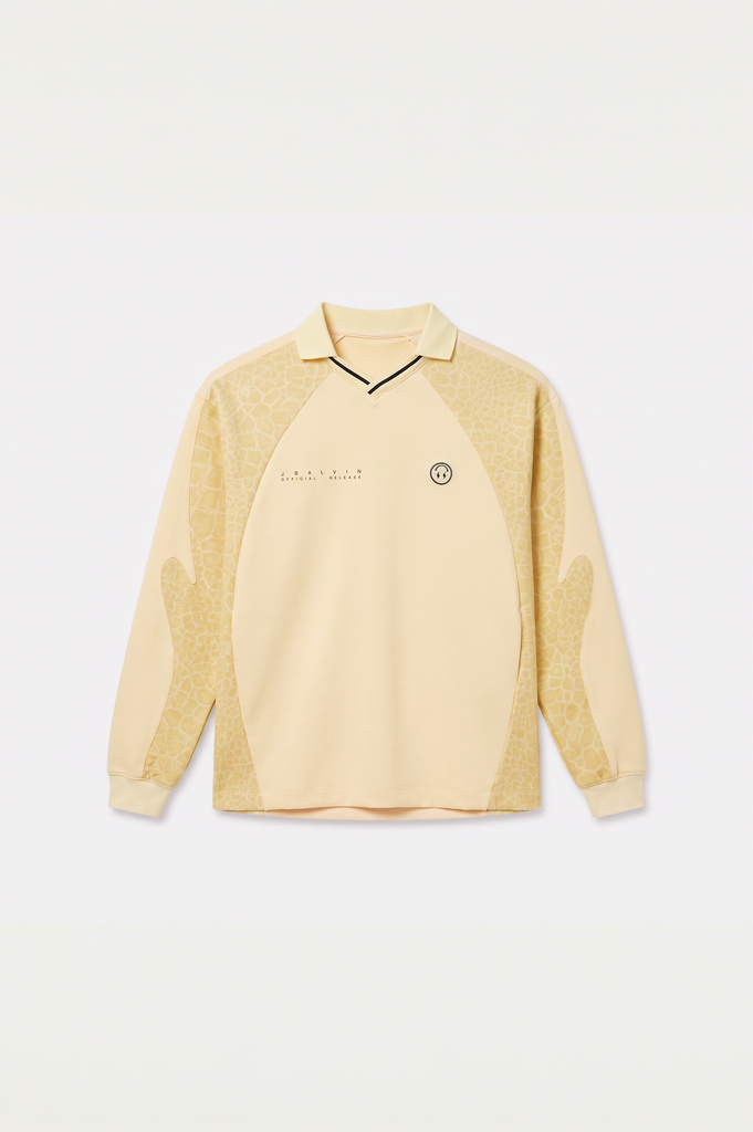 J BALVIN LONG SLEEVE CROC PANEL POLO JERSEY YELLOW