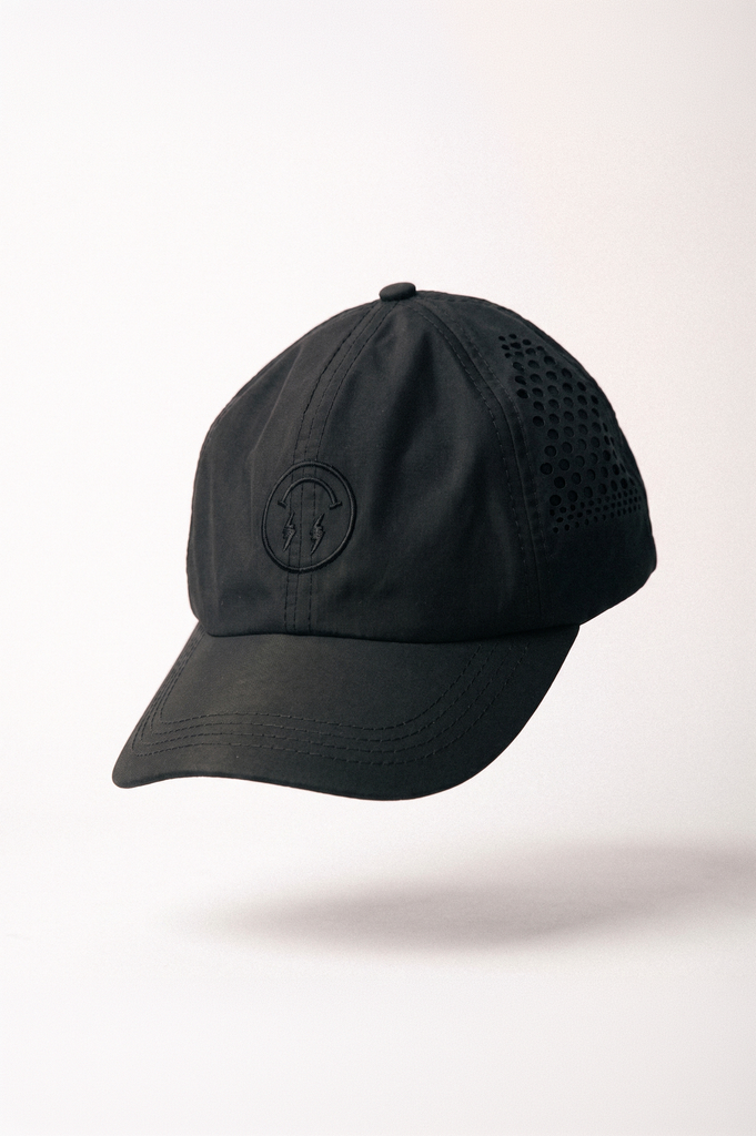 J BALVIN LASER CUT 6 PANEL CAP BLACK
