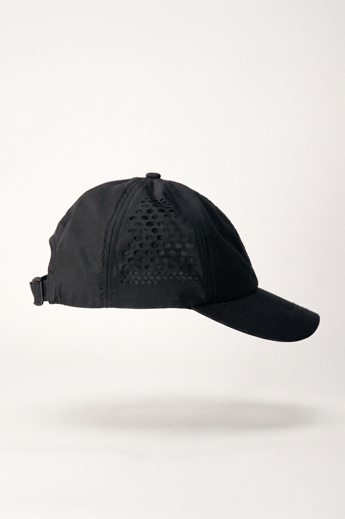 J BALVIN LASER CUT 6 PANEL CAP BLACK