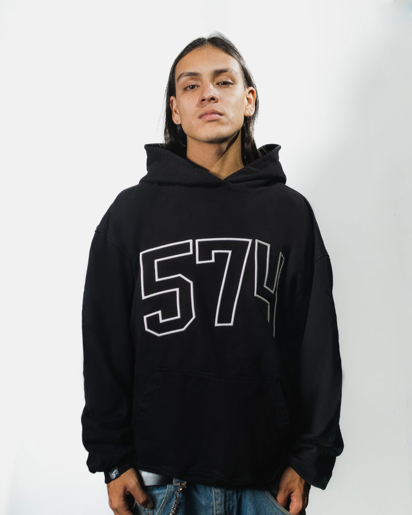 CLASSIC BLACK EMBROIDERED HOODIE
