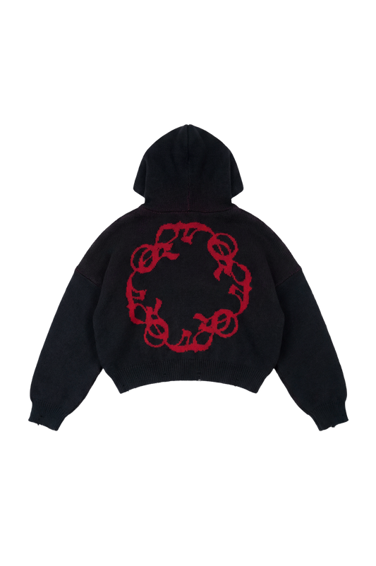 OMERTA BLACK KNITTED ZIP HOODIE