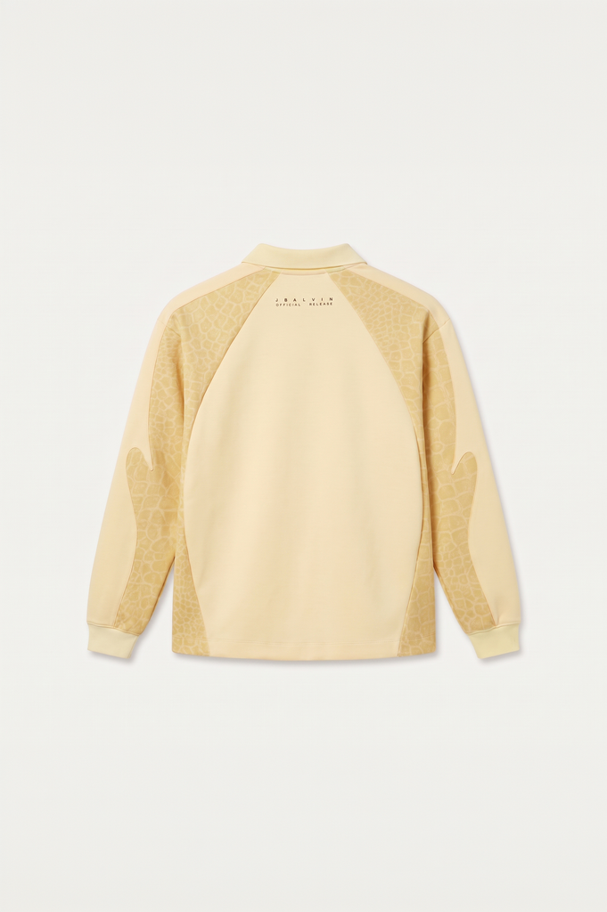 J BALVIN LONG SLEEVE CROC PANEL POLO JERSEY YELLOW