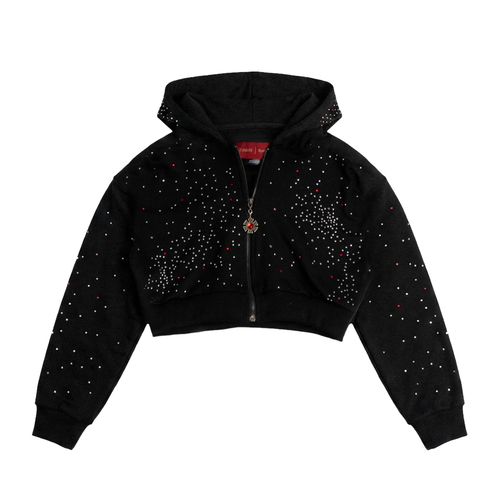 OMERTA BLACK CROP HOODIE