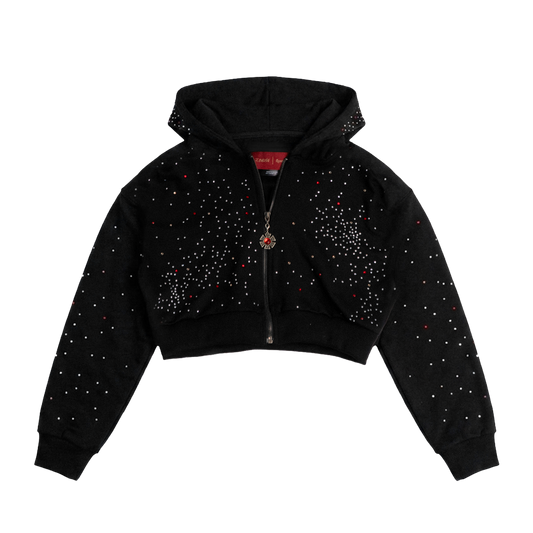 OMERTA BLACK CROP HOODIE